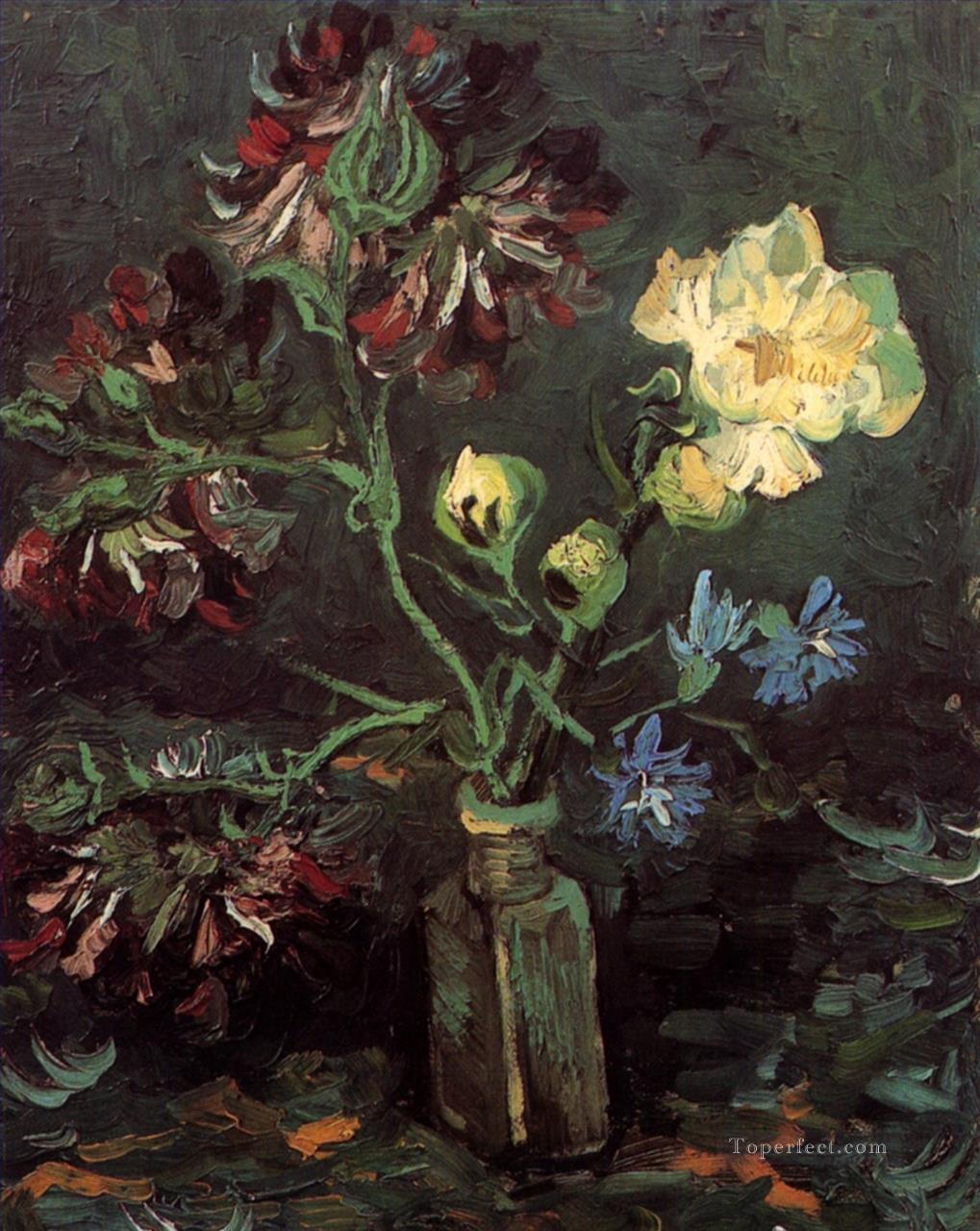 ミオソティスと牡丹の花瓶 フィンセント・ファン・ゴッホ 印象派の花油絵